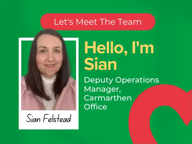 Polaroid photo Text: Let's meet the team. Hello, I'm Sian Deputy Operations Manager, Carmarthen