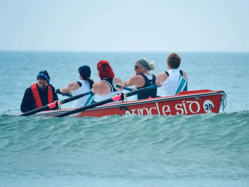 Merched Y Mor crew training in a rowing boat